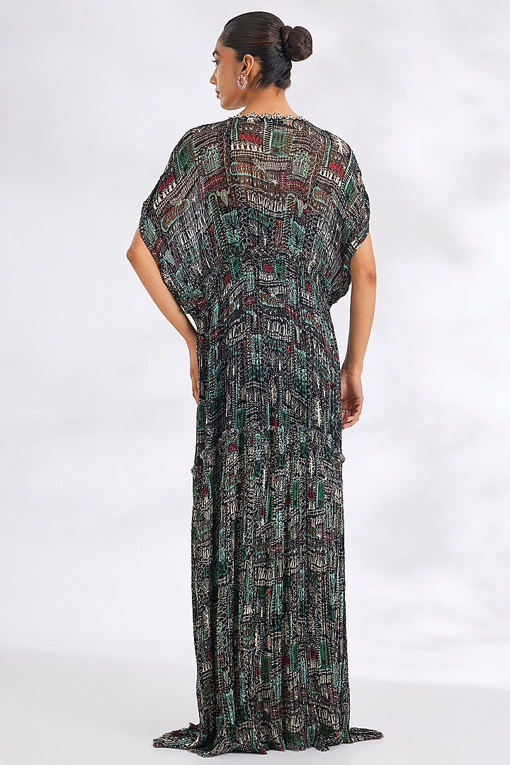 Black Bemberg Chiffon Embroidered Skirt Set by Nupur Kanoi at Pernia's Pop Up Shop