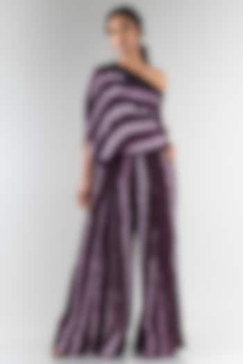 Purple Printed Top With Pants by Nupur Kanoi