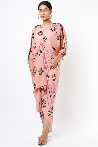 Old Rose Printed Zipper Dress by Nupur Kanoi