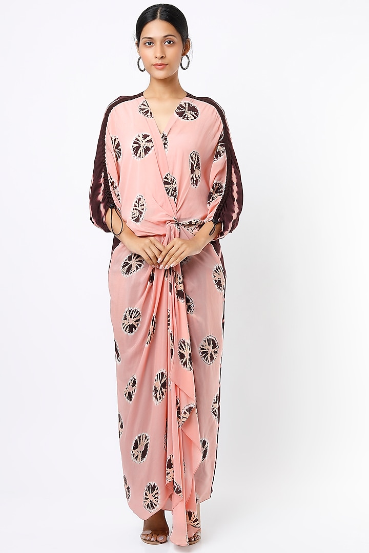Old Rose Printed Wrapped Dress by Nupur Kanoi