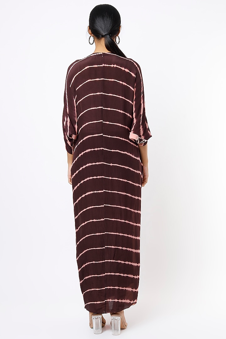 Old Rose Printed Wrapped Vacation Dress by Nupur Kanoi at Pernia's Pop Up Shop