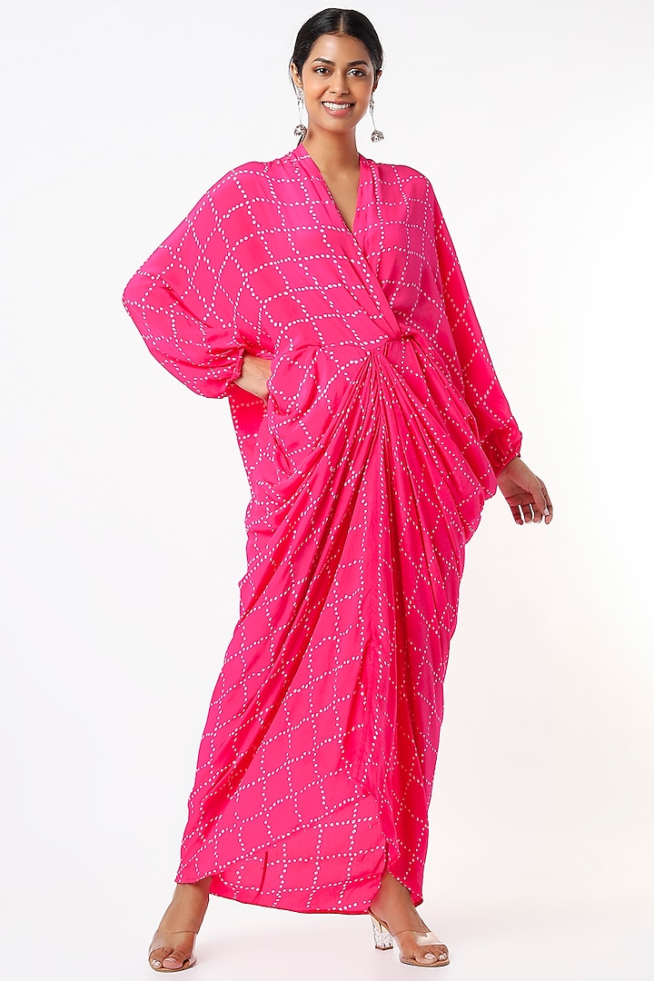 Fuchsia Printed Kite Dress by Nupur Kanoi
