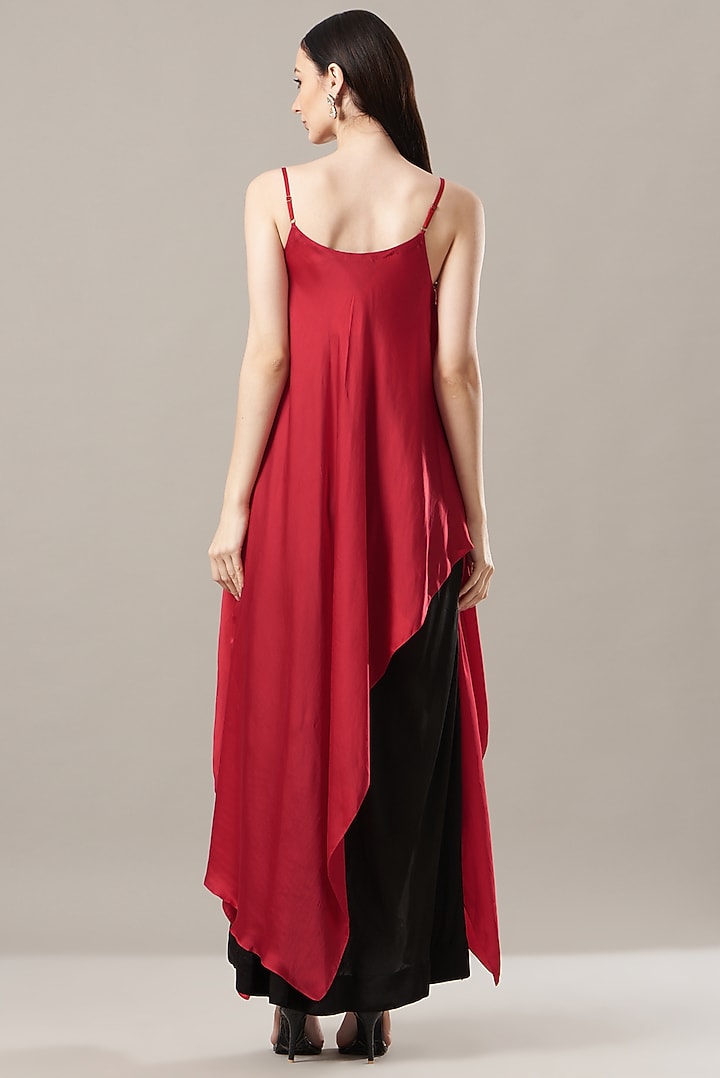 Black Satin Circular Skirt Set by Nupur Kanoi at Pernia's Pop Up Shop