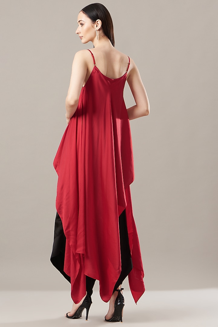 Black Satin Draped Pant Set by Nupur Kanoi at Pernia's Pop Up Shop