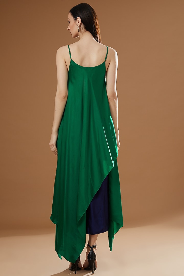 Blue Satin Lungi Skirt Set by Nupur Kanoi at Pernia's Pop Up Shop