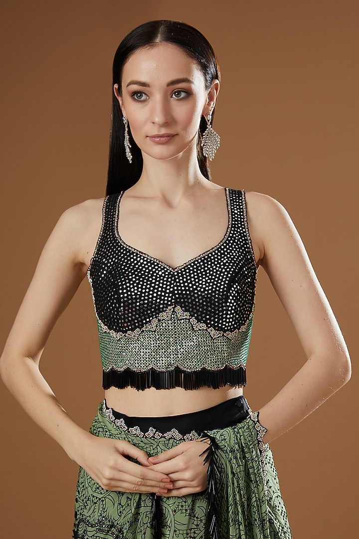 Jade Embroidered Pre-Draped Reception Saree Set by Nupur Kanoi at Pernia's Pop Up Shop