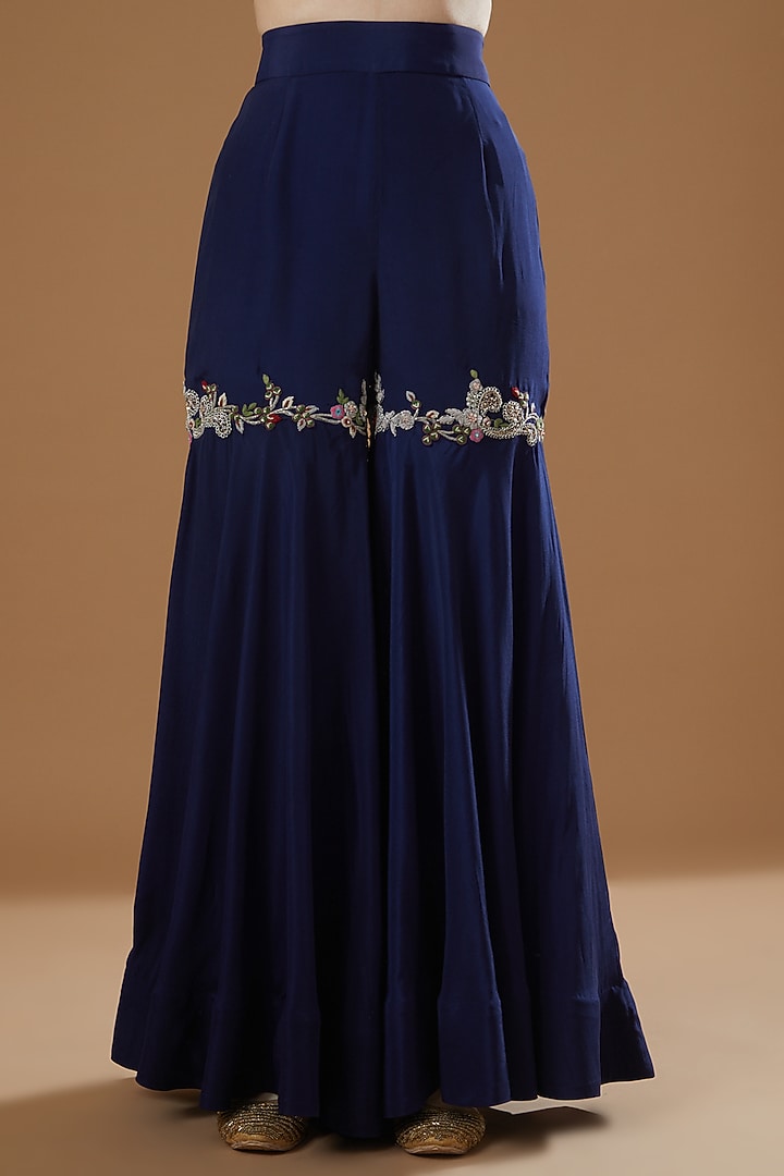 Navy Blue Embroidered Kaftan Set by Nupur Kanoi at Pernia's Pop Up Shop