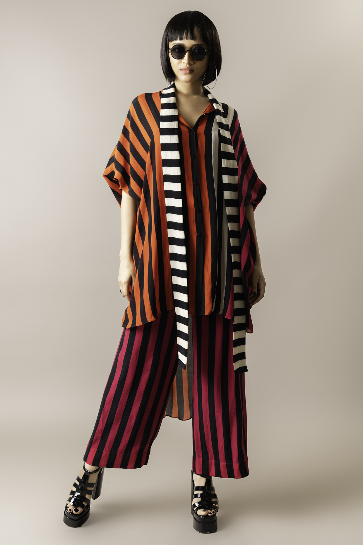 Tangerine Crepe Digital Printed High-low Co-Ord Set by Nupur Kanoi at Pernia's Pop Up Shop