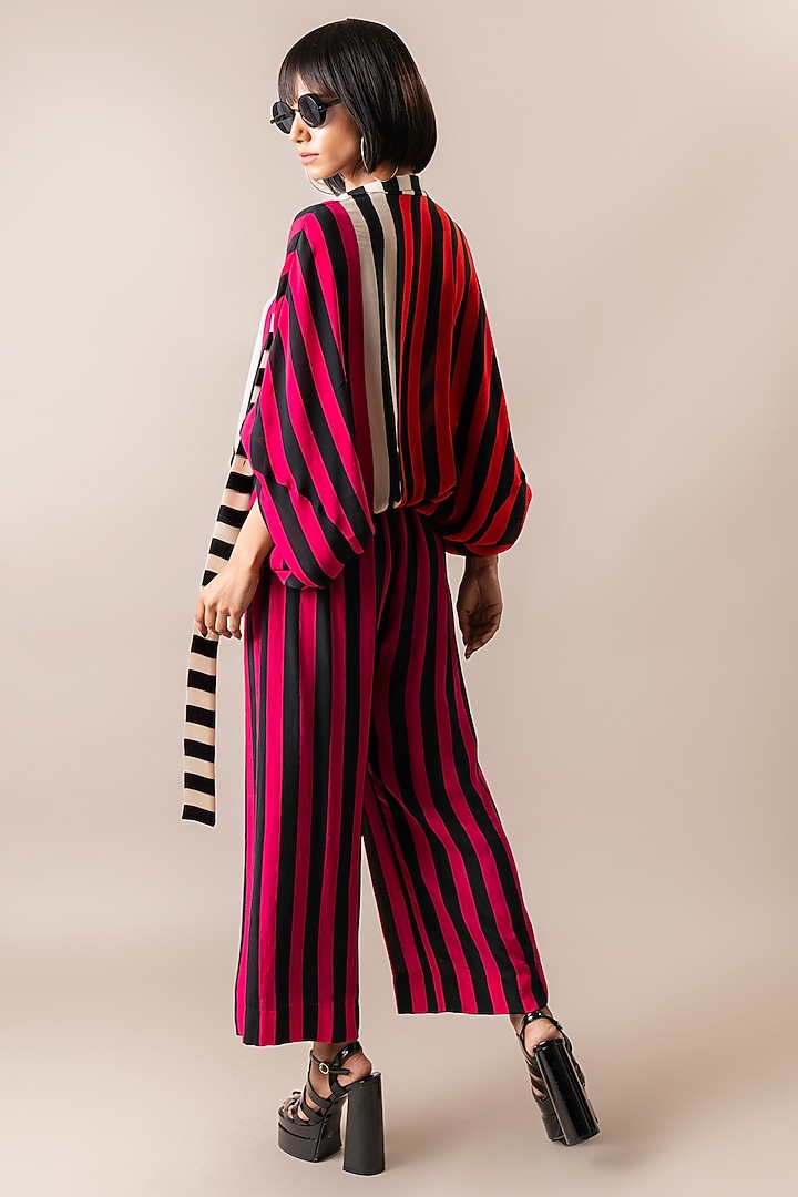 Tangerine Crepe Striped Digital Printed Co-Ord Set by Nupur Kanoi at Pernia's Pop Up Shop