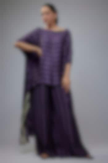 Purple Satin & Crepe Digital Printed Co-Ord Set by Nupur Kanoi at Pernia's Pop Up Shop