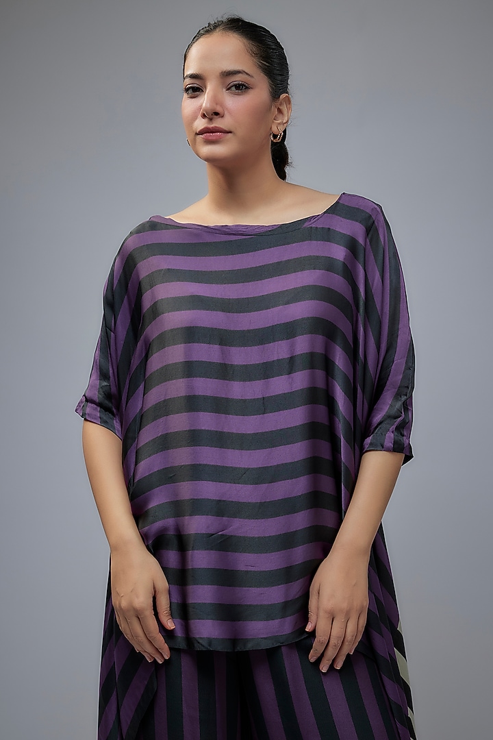 Purple Satin & Crepe Digital Printed Co-Ord Set by Nupur Kanoi at Pernia's Pop Up Shop