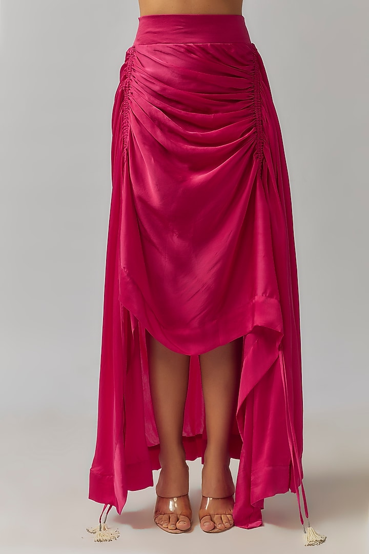 Fuchsia Organza Cape Set by Nupur Kanoi at Pernia's Pop Up Shop