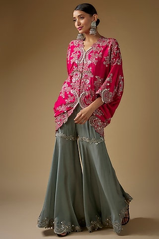 Grey Crepe Gharara Set by Nupur Kanoi