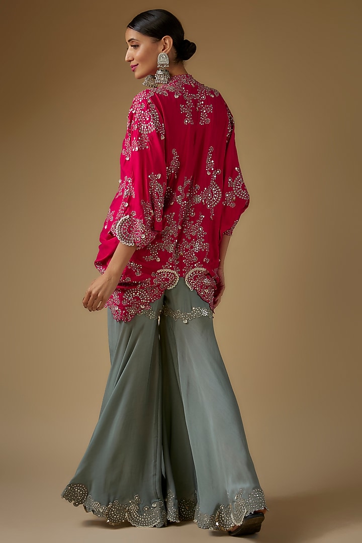 Grey Crepe Gharara Set by Nupur Kanoi at Pernia's Pop Up Shop