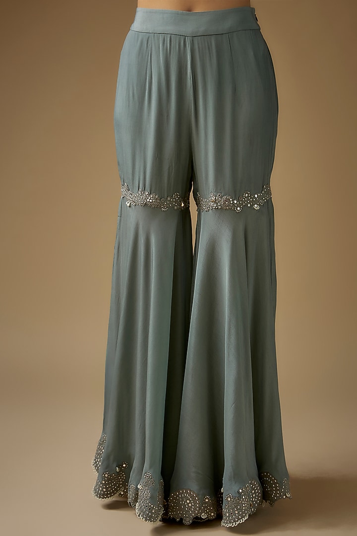 Grey Crepe Gharara Set by Nupur Kanoi at Pernia's Pop Up Shop