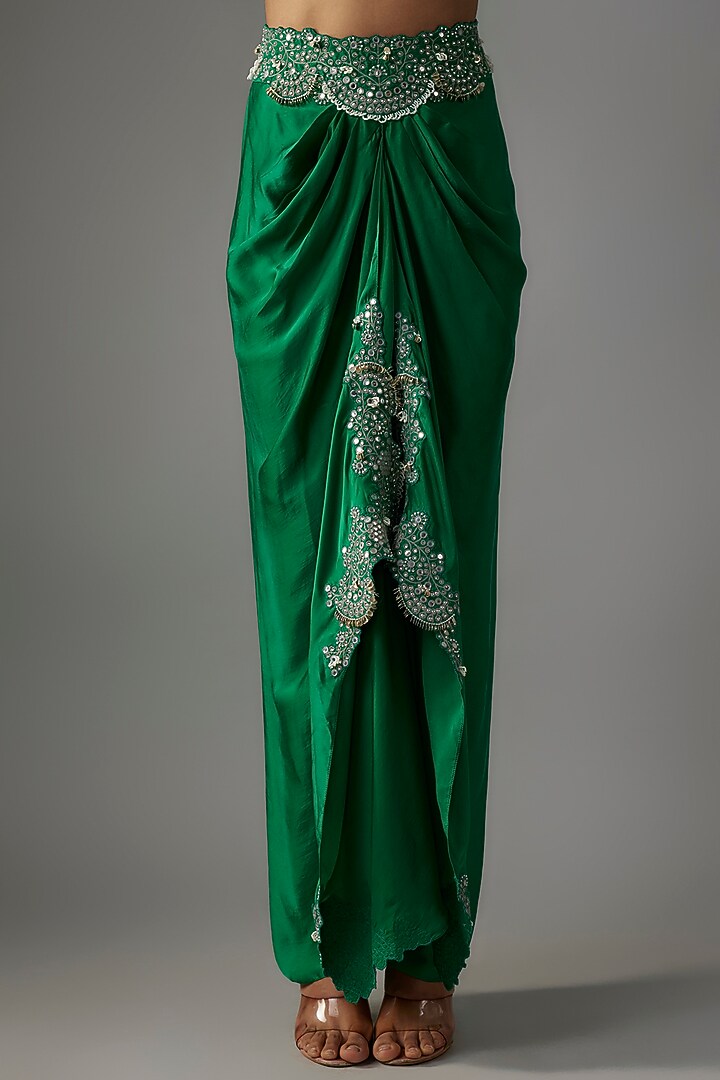 Sea Green Georgette Mirror Embroidered Cape Set by Nupur Kanoi at Pernia's Pop Up Shop