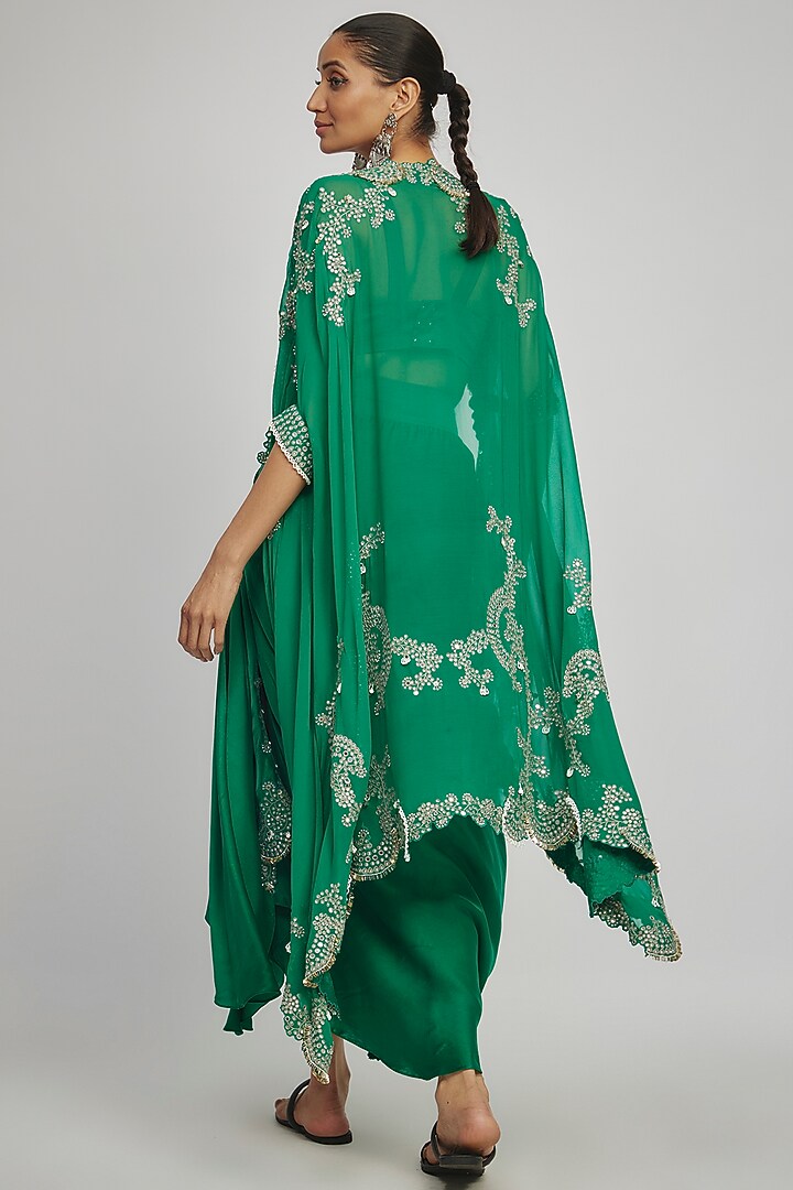 Sea Green Satin Skirt Set by Nupur Kanoi at Pernia's Pop Up Shop