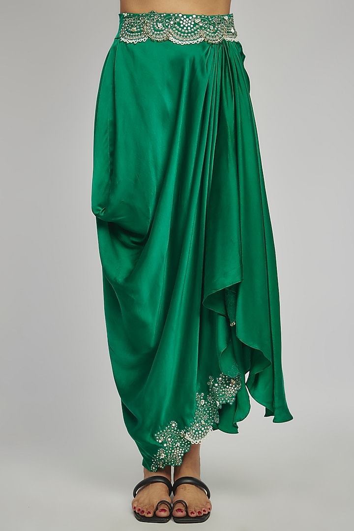 Sea Green Satin Skirt Set by Nupur Kanoi at Pernia's Pop Up Shop