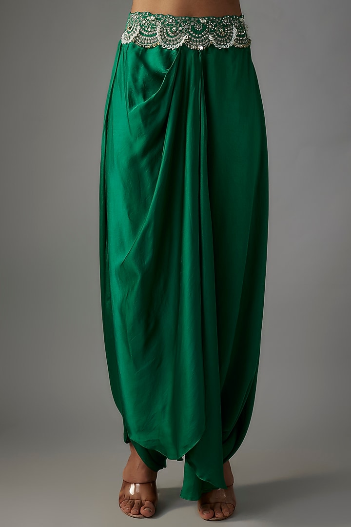Sea Green Georgette Mirror Embroidered Gathered Cape Set by Nupur Kanoi at Pernia's Pop Up Shop