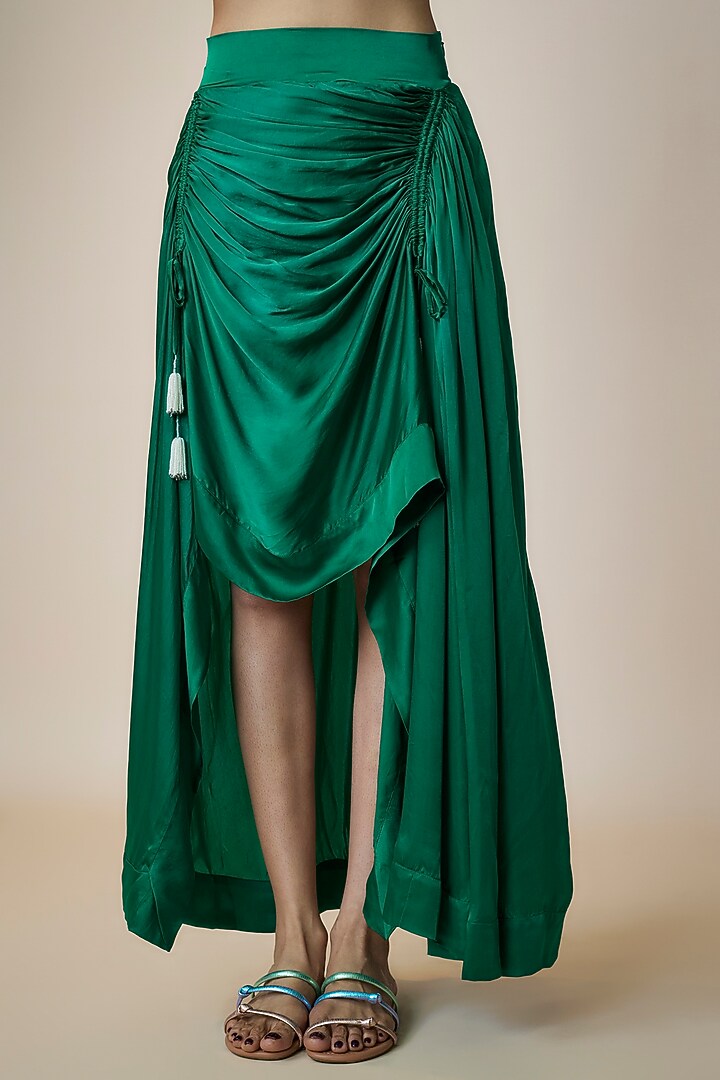 Off-White Organza Hand Embroidered Gathered Cape Set by Nupur Kanoi at Pernia's Pop Up Shop