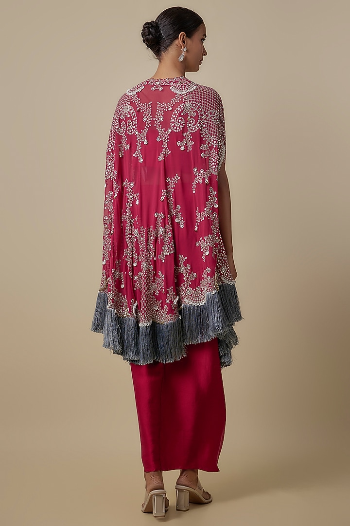 Burgundy Satin Skirt Set by Nupur Kanoi at Pernia's Pop Up Shop