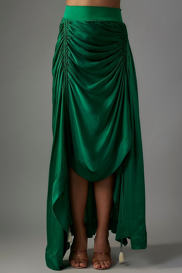 Sea Green Organza Gathered Cape Set by Nupur Kanoi at Pernia's Pop Up Shop
