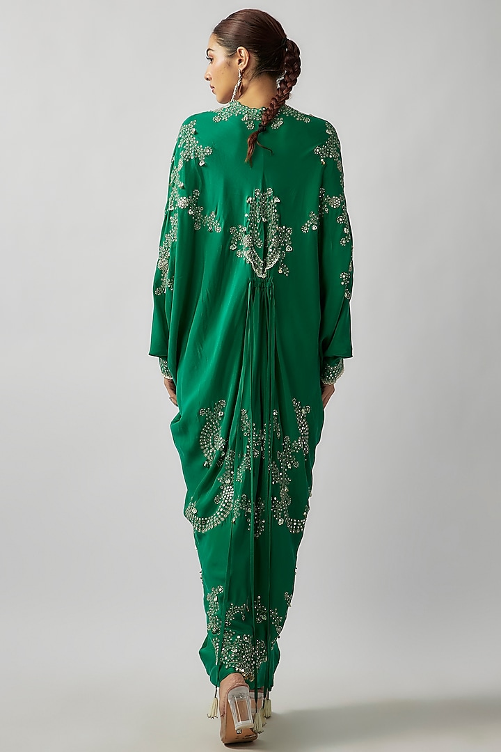 Sea Green Silk Hand Embroidered Jacket Set by Nupur Kanoi at Pernia's Pop Up Shop