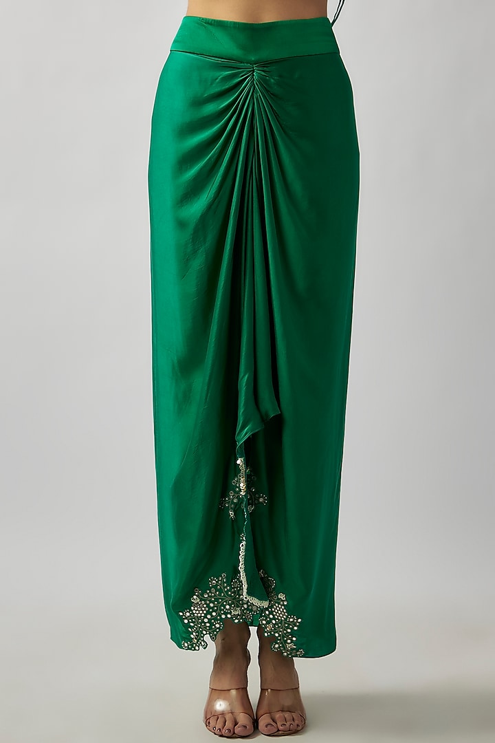 Sea Green Silk Hand Embroidered Jacket Set by Nupur Kanoi at Pernia's Pop Up Shop