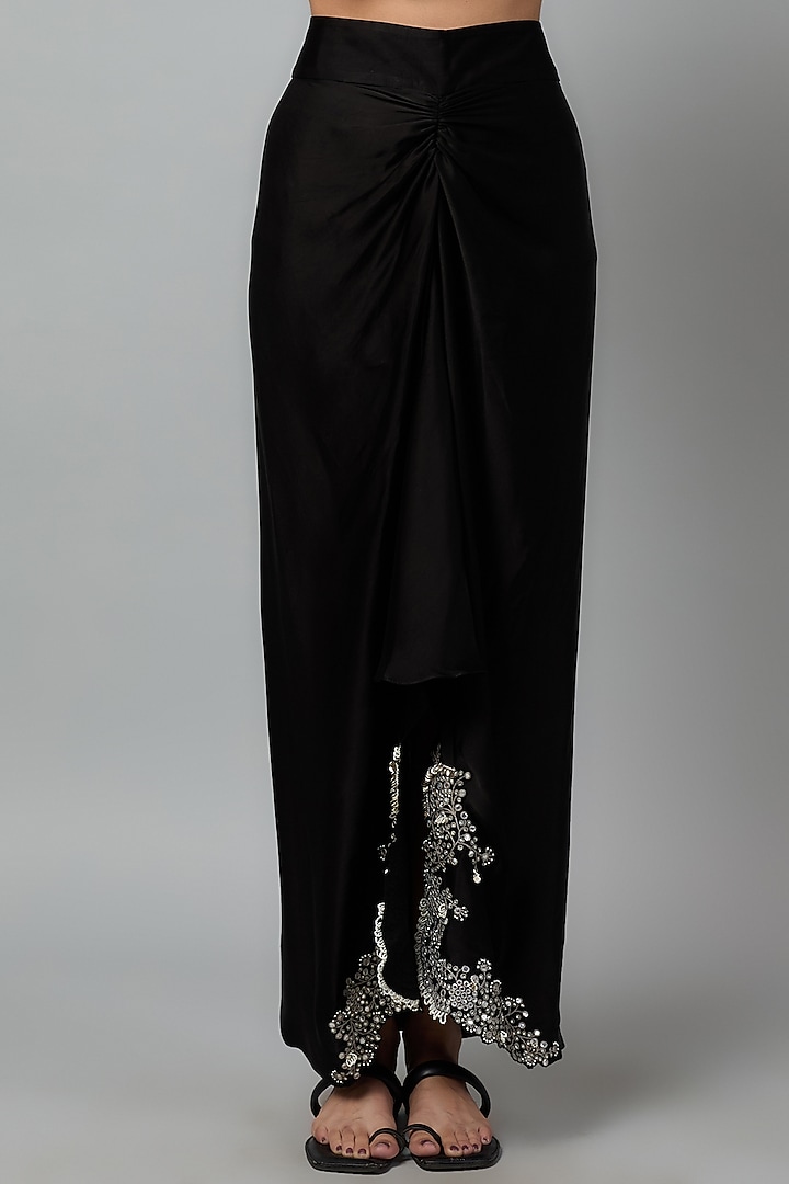 Off-White Crepe Mirror Cutwork Hand Embroidered Tie-Dye Gathered Jacket Set by Nupur Kanoi at Pernia's Pop Up Shop