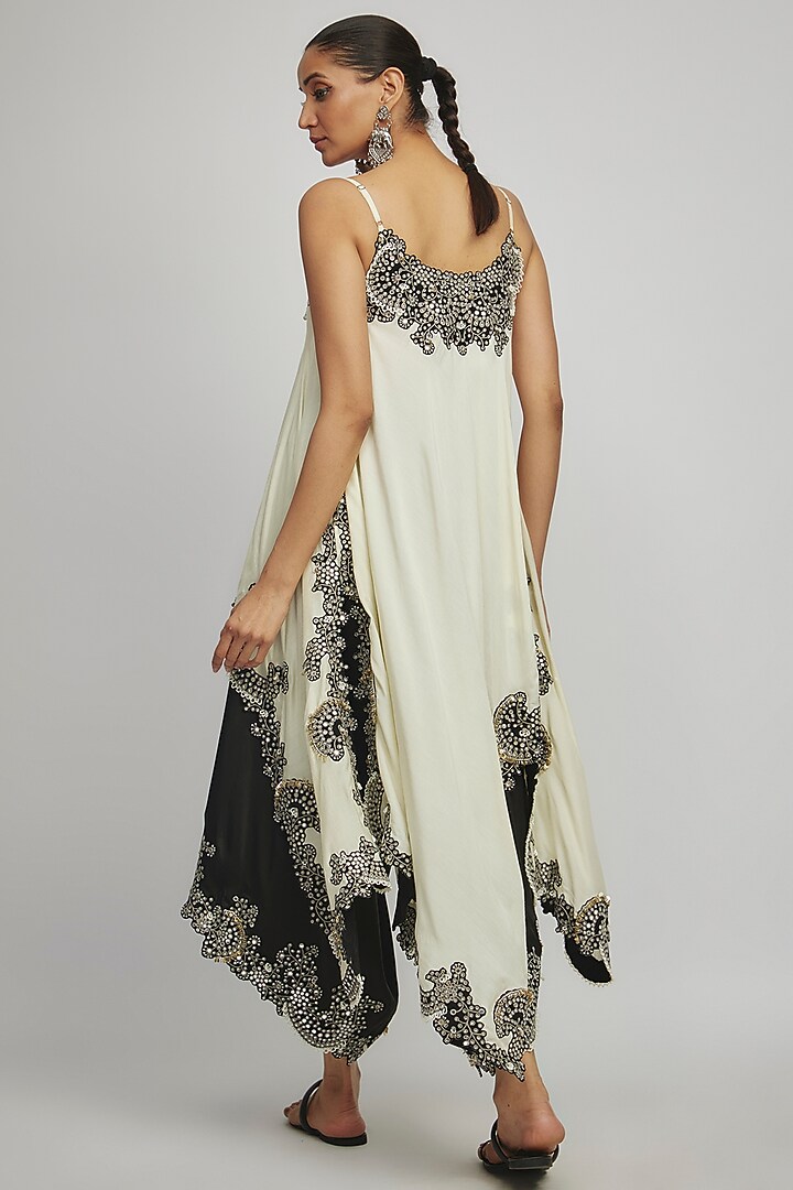 Black Satin Draped Pant Set by Nupur Kanoi at Pernia's Pop Up Shop