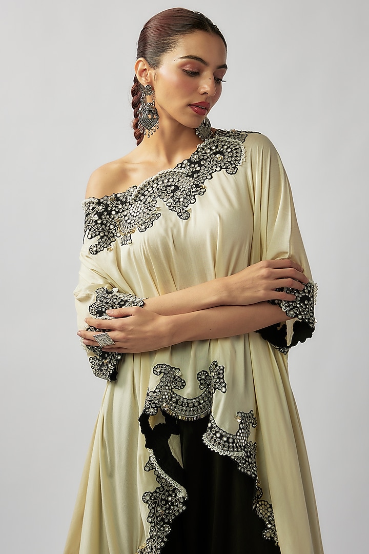 Black Satin Draped Pant Set by Nupur Kanoi at Pernia's Pop Up Shop