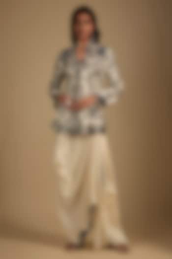 Ivory Satin Gathered Cowl Skirt Set by Nupur Kanoi at Pernia's Pop Up Shop