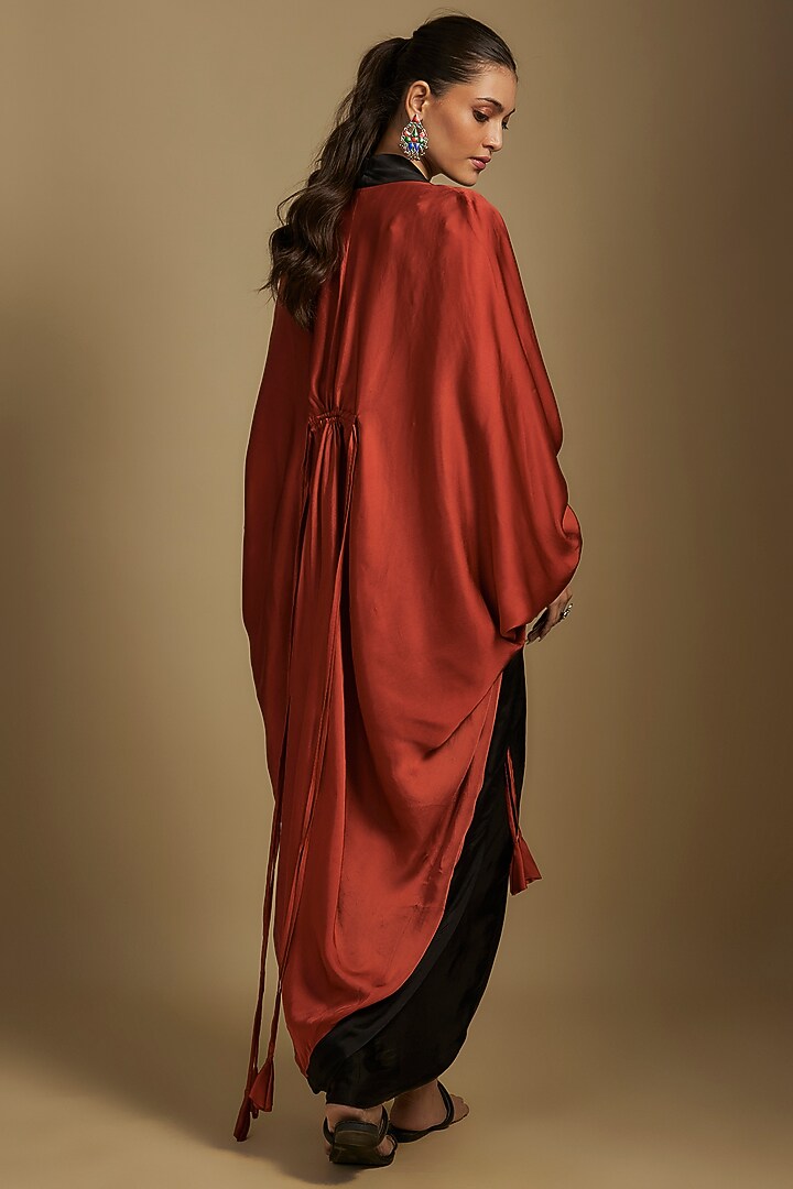 Black Satin Gathered Skirt Set by Nupur Kanoi at Pernia's Pop Up Shop