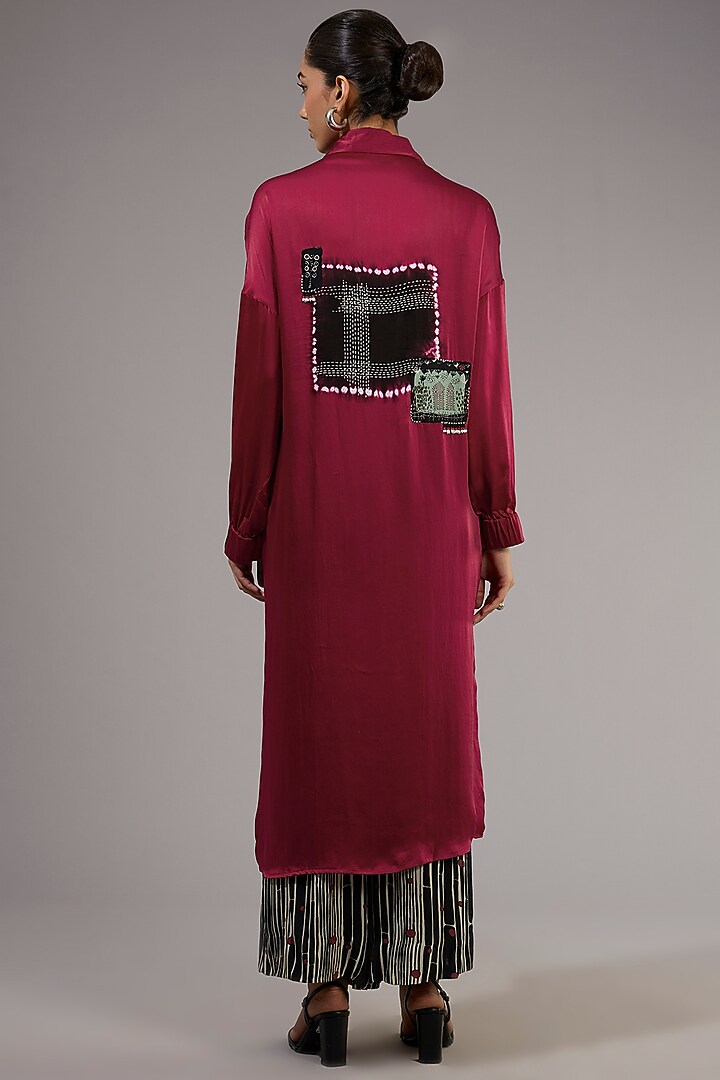 Black Crepe & Satin Printed Pant Set by Nupur Kanoi at Pernia's Pop Up Shop