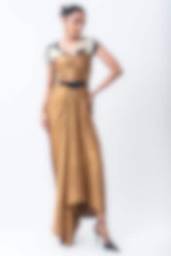 Gold Banarasi Silk & Chiffon Party Wear Dress by Nupur Kanoi at Pernia's Pop Up Shop