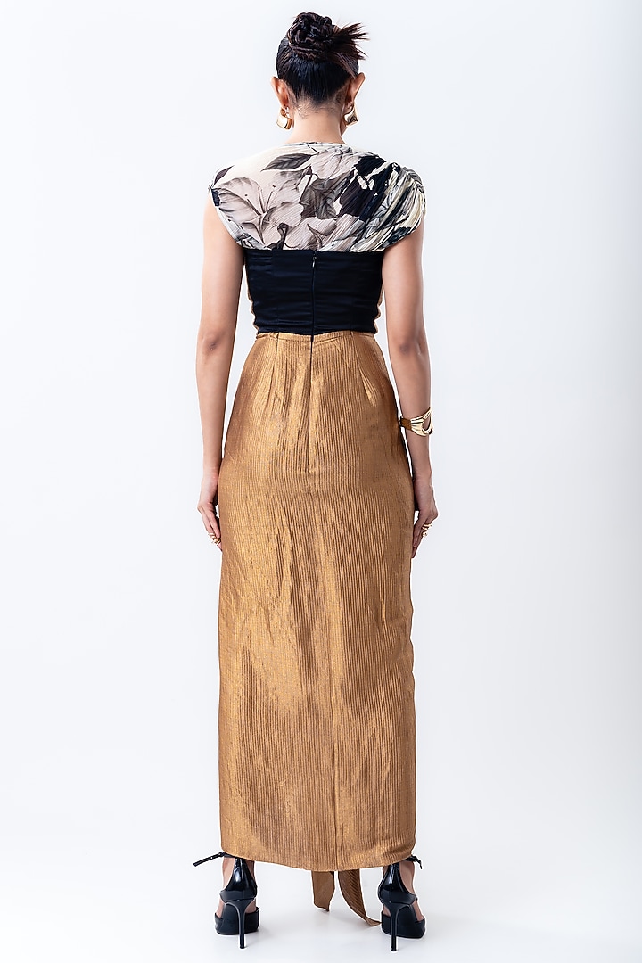 Gold Banarasi Silk & Chiffon Party Wear Dress by Nupur Kanoi at Pernia's Pop Up Shop