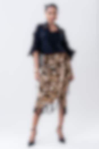 Gold Crepe & Lycra Pencil Sequins Skirt Set by Nupur Kanoi at Pernia's Pop Up Shop