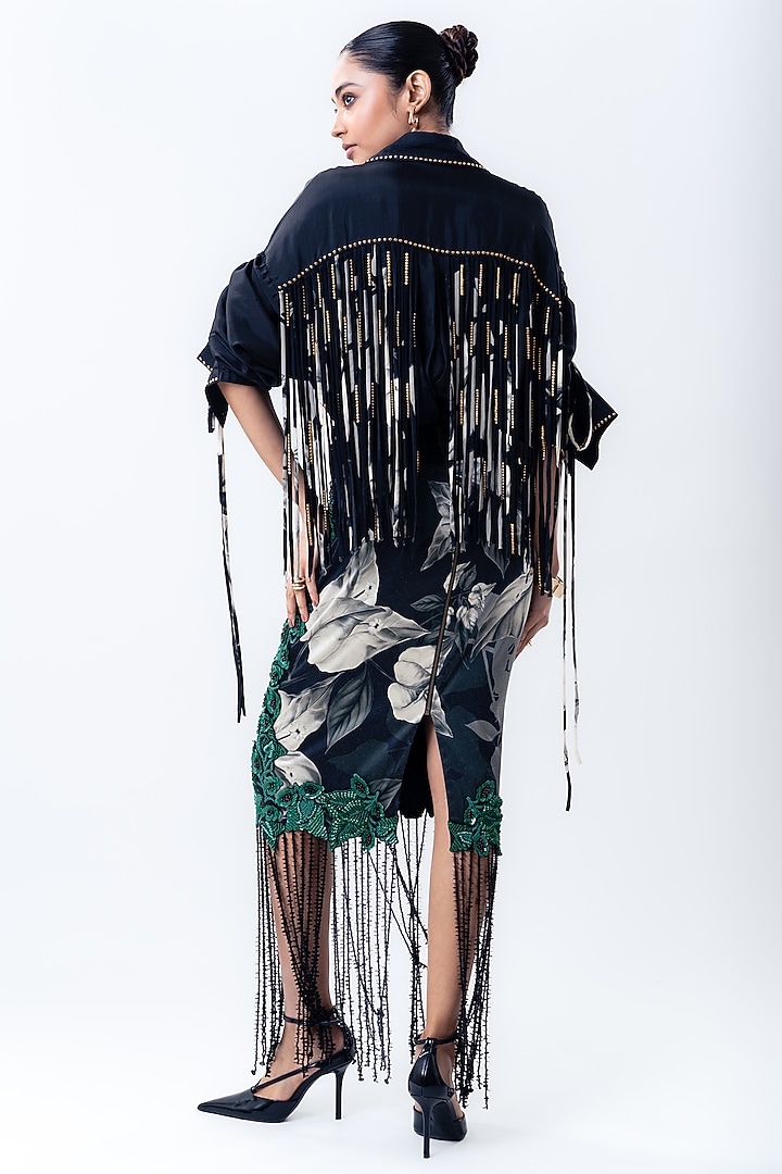 Green Crepe & Lycra Embroidered Skirt Set by Nupur Kanoi at Pernia's Pop Up Shop