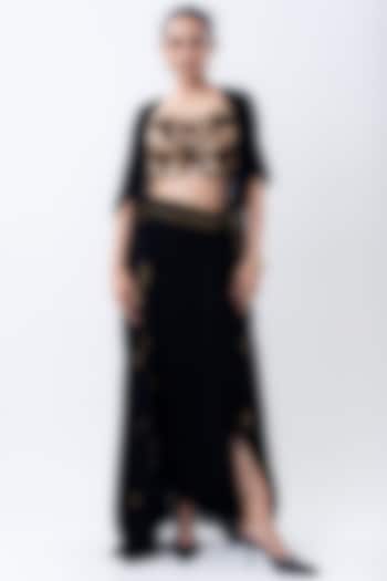 Black Chiffon & Lycra Jacket Set by Nupur Kanoi at Pernia's Pop Up Shop