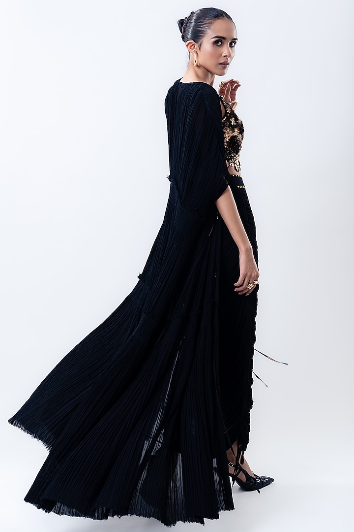 Black Chiffon & Lycra Jacket Set by Nupur Kanoi at Pernia's Pop Up Shop