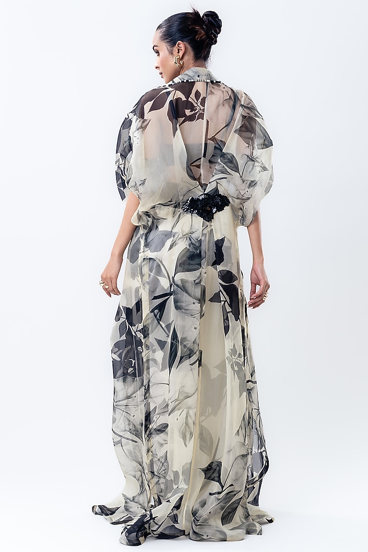Off-White Organza Printed Jacket Set by Nupur Kanoi at Pernia's Pop Up Shop