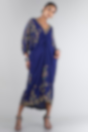 Midnight Blue Draped Dress by Nupur Kanoi