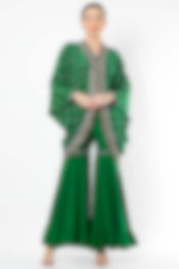 Emerald Green Bemberg Crepe Gharara Set by Nupur Kanoi