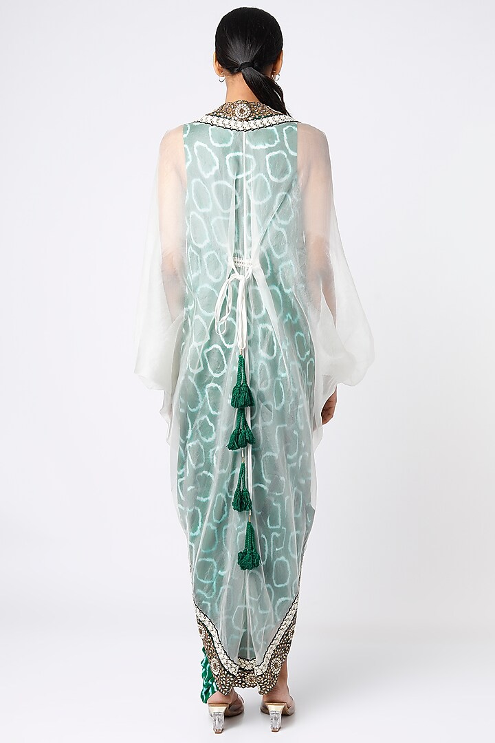 Green Crepe Polka Dot Printed Jacket Cocktail Dress by Nupur Kanoi at Pernia's Pop Up Shop