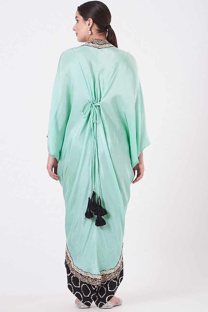 Black Printed Jumpsuit With Tailcoat by Nupur Kanoi at Pernia's Pop Up Shop