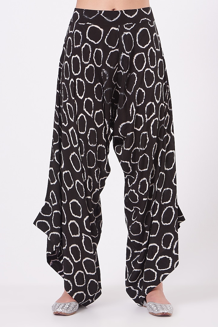 Black Printed Jumpsuit With Tailcoat by Nupur Kanoi at Pernia's Pop Up Shop