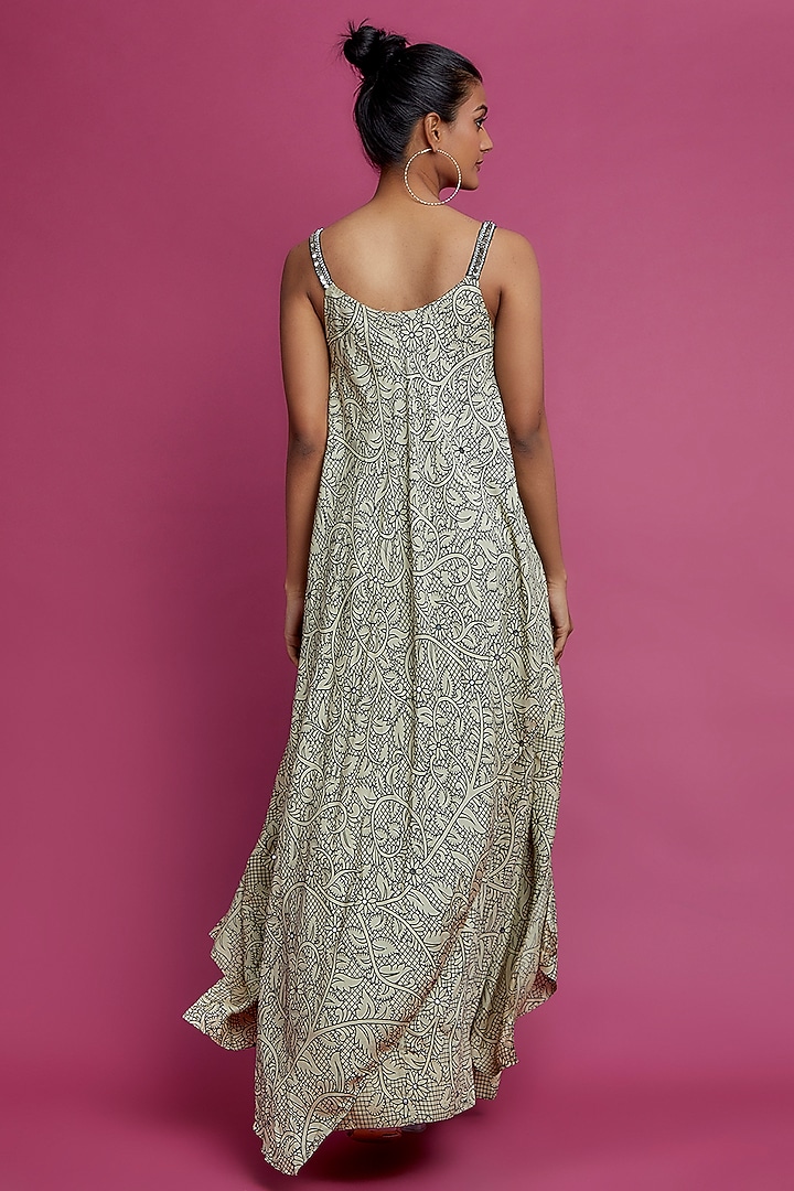Jade Crepe Printed & Embroidered Jumpsuit by Nupur Kanoi at Pernia's Pop Up Shop