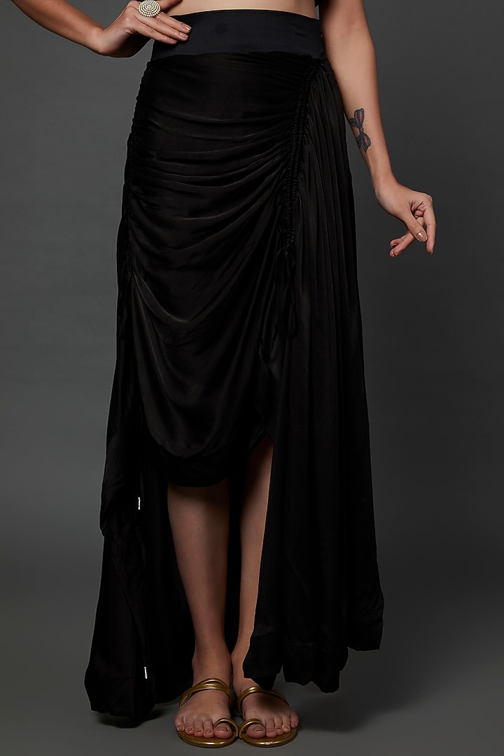 Black Crepe Circular Skirt Set by Nupur Kanoi at Pernia's Pop Up Shop
