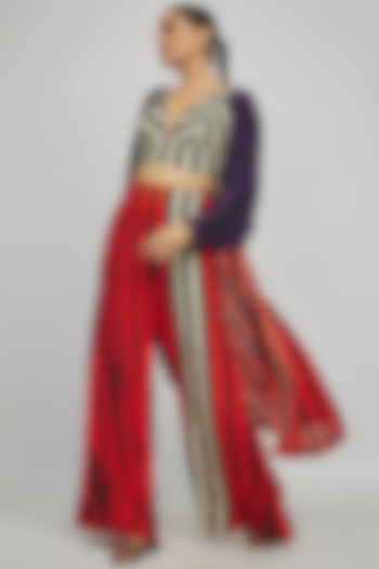 Purple & Orange Crepe Printed Co-Ord Set by Nupur Kanoi at Pernia's Pop Up Shop