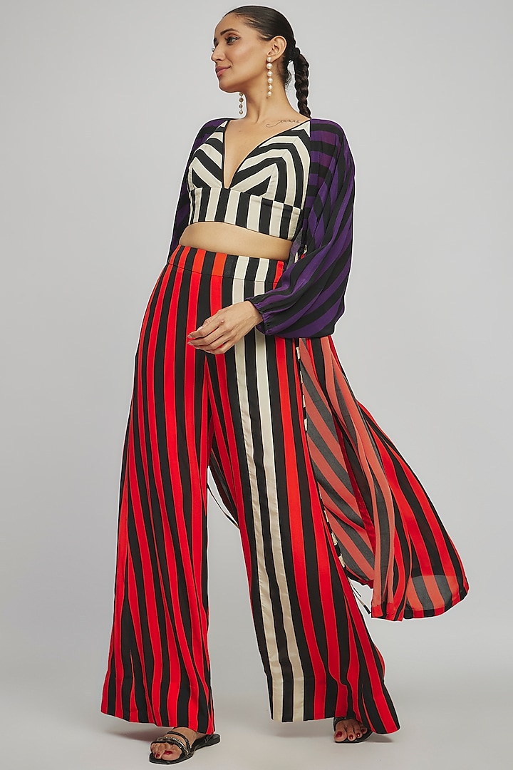 Purple & Orange Crepe Printed Co-Ord Set by Nupur Kanoi at Pernia's Pop Up Shop